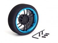 HIROSEIKO (Flat Black + T-Blue) Alloy Steering MF Wheel (6-Spoke)